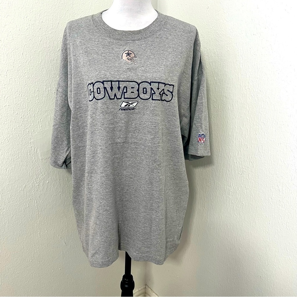 Reebok Y2K Vintage Dallas Cowboys NFL Helmet Logo Sz XL Gray Shirt Made USA EUC